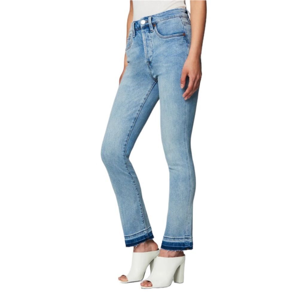 Blank NYC The Madison Slim Straight Leg High Rise Crop Distressed Jean The Edge